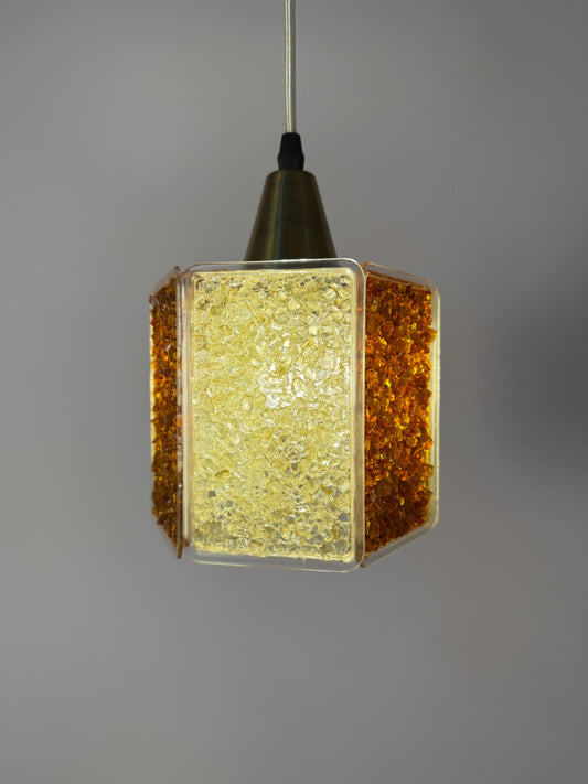 Hängelampe Hexagon braun weiß Acrylglas in Granitoptik von Roland Konst
