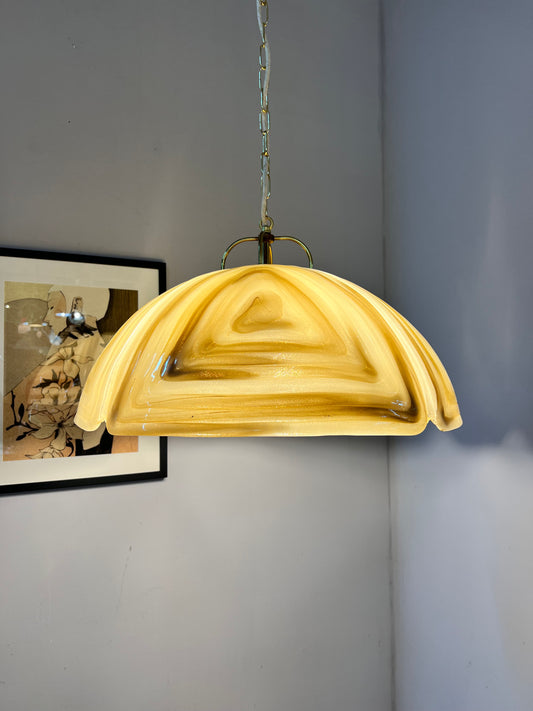 Hängelampe braun Chrom handgearbeitet von Cristallux