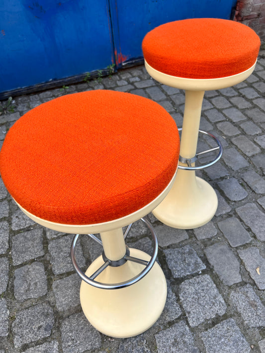 Barhocker creme orange von Friedrich Stuckenbröker für Lockhausen Plastik