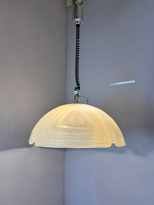 Hängelampe weiß Chrom handgearbeitet von Cristallux