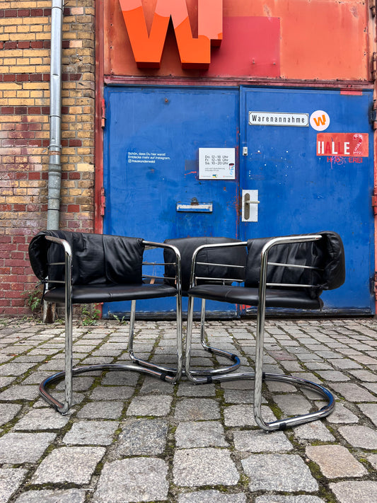 Freischwinger Echtleder Chrom aus Italien