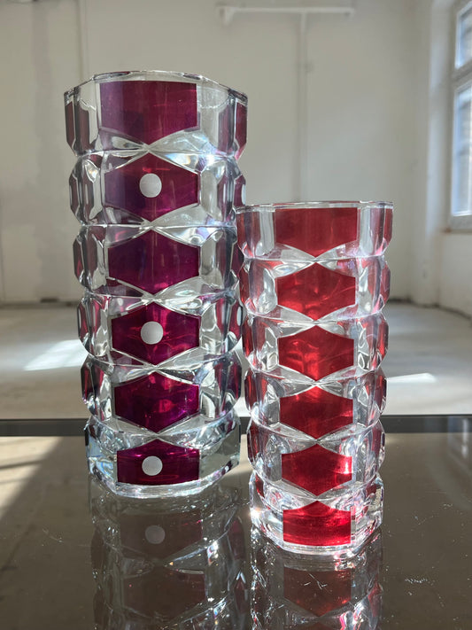 Set: 2 Vasen weinrot Glas von J.G. Durand für Luminarc