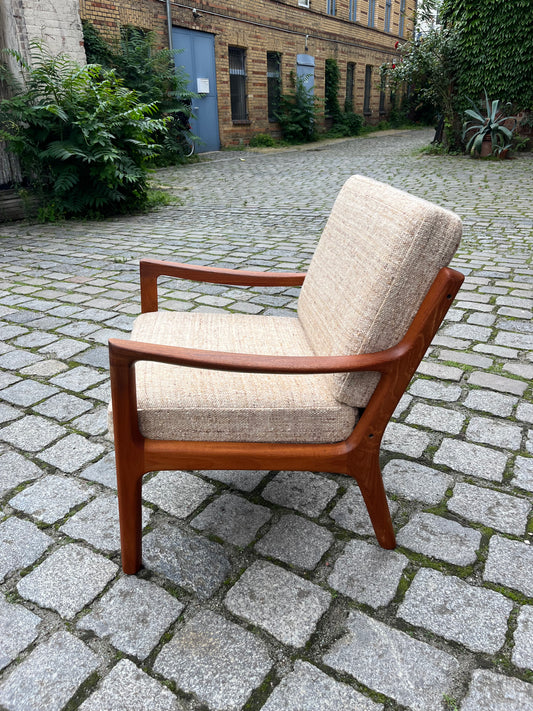 Sessel Senator beige Wolle Teak von Ole Wanscher für Cado