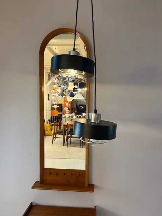 Hängelampe schwarz Chrom mit Gitter