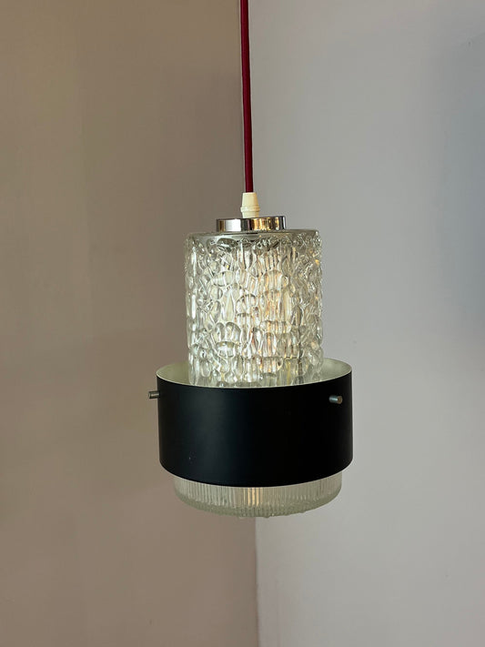 Hängelampe schwarz Eisglas von Carl Fagerlund für Orrefors