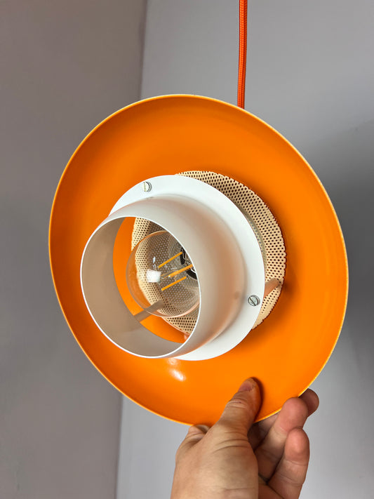 Lamellenlampe neu lackiert weiß orange