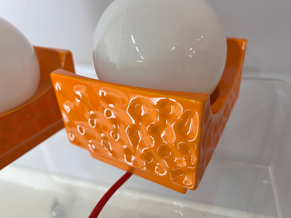 Wandlampen orange 70er Jahre mit Glaskugel