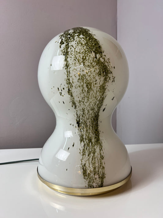Tischlampe grün weiß Glas von Doria