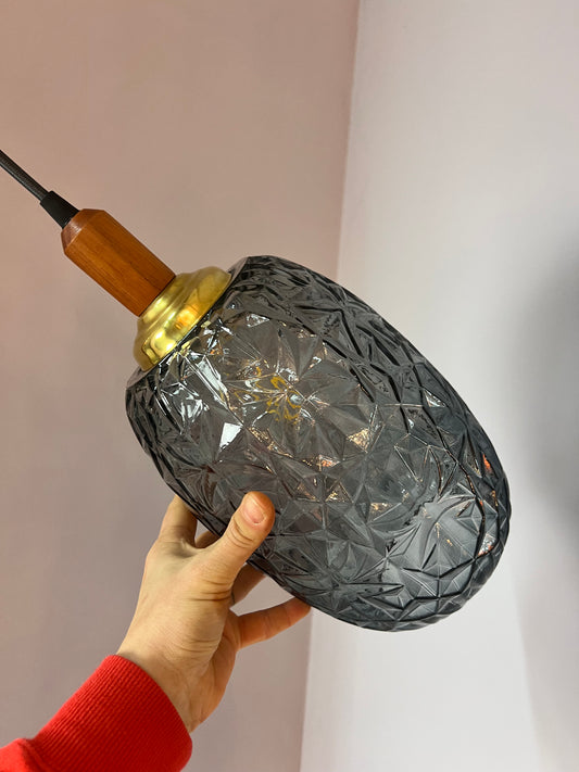 Hängelampe Glas Teak