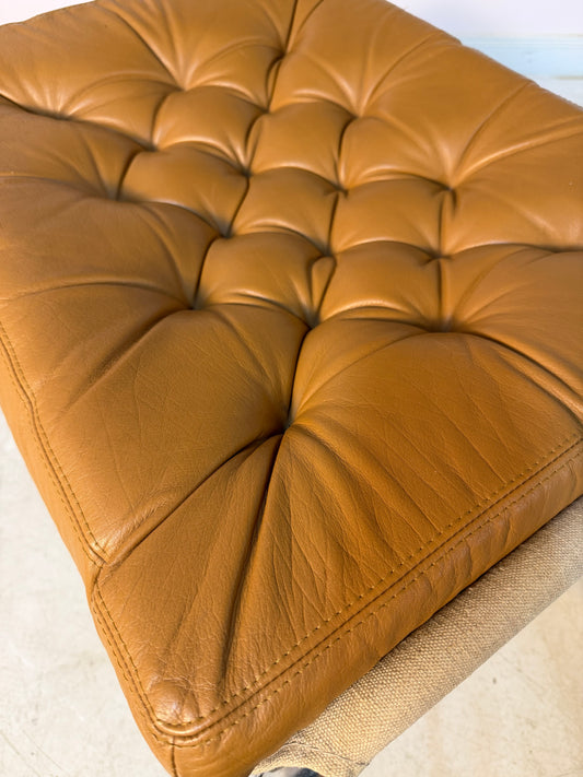 Hocker Modell Bore cognac Chrom von Noboru Nakamura für IKEA