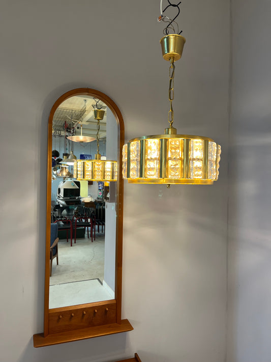 Hängelampe Messing Glas von Carl Fagerlund für Orrefors