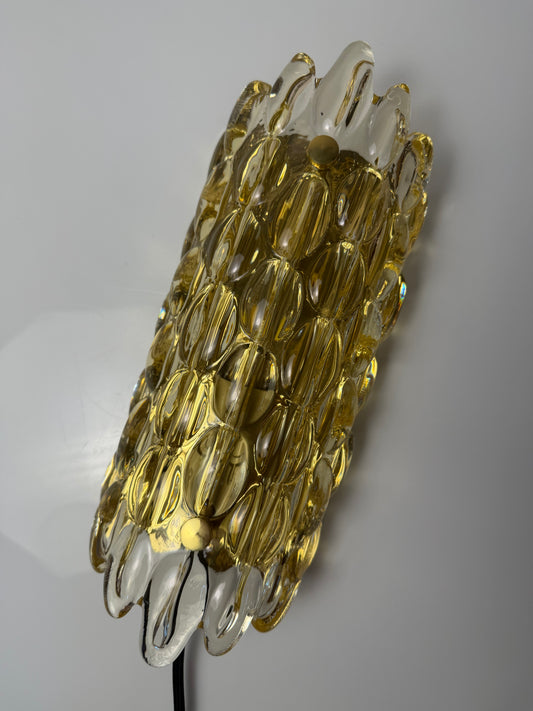 Wandlampe Glas Messing von Carl Fagerlund für Orrefors