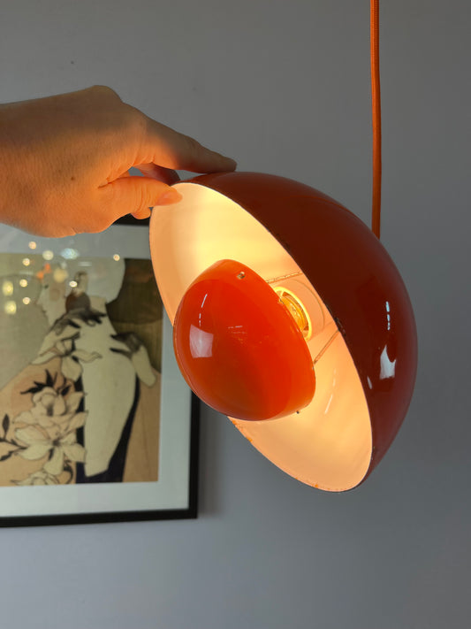 Hängelampe Flowerpot VP1 orange Emaille von Verner Panton für Louis Poulsen