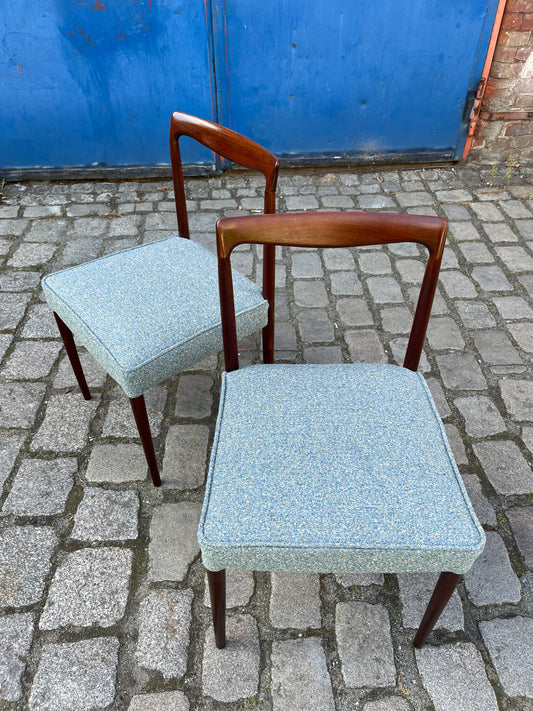 Set: 2x Polsterstuhl blau Palisander