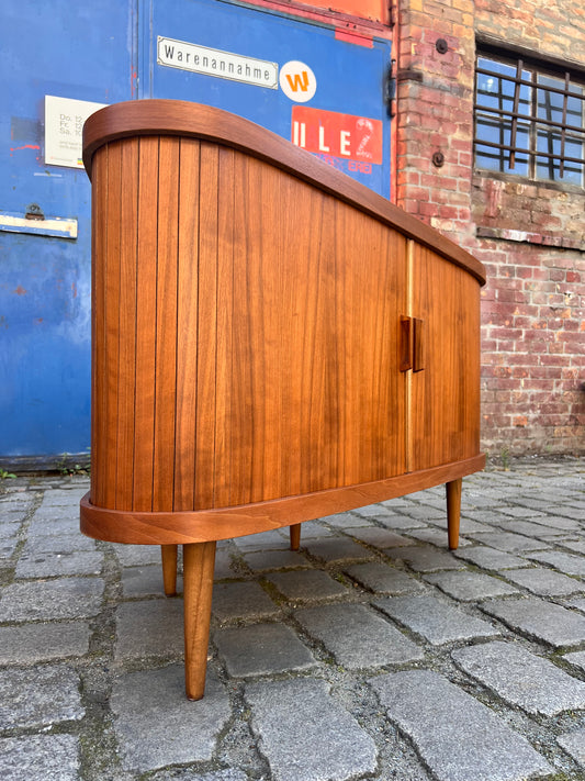 Eckbar Nussbaum mit drehbarem Regal