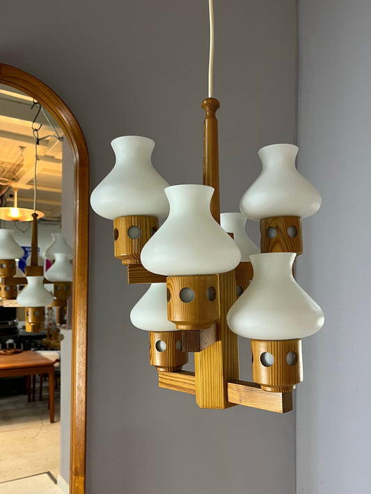 Kronleuchter Kiefer & Opalglas von Vitrika