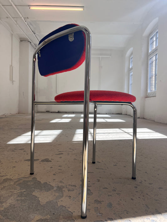 Polsterstuhl orange lila Chrom neu bezogen