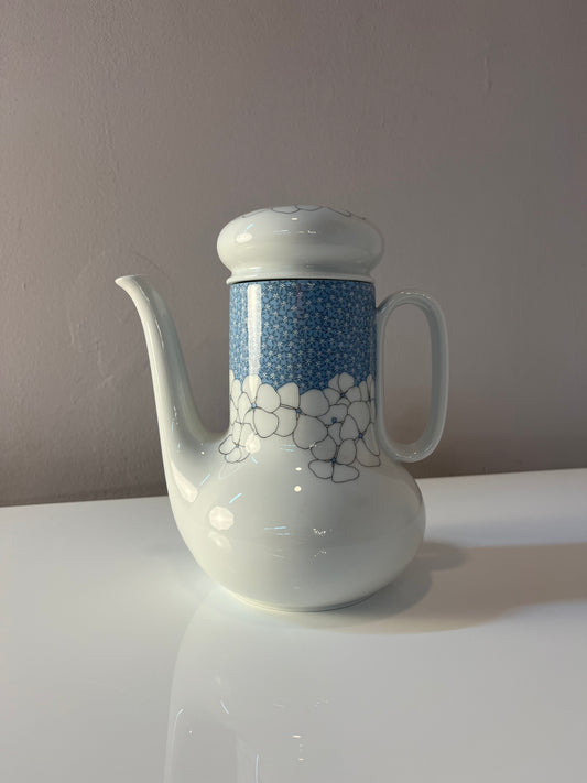 Kaffeekanne Kiruna Garden weiß blau von Tapio Wirkkala für Thomas