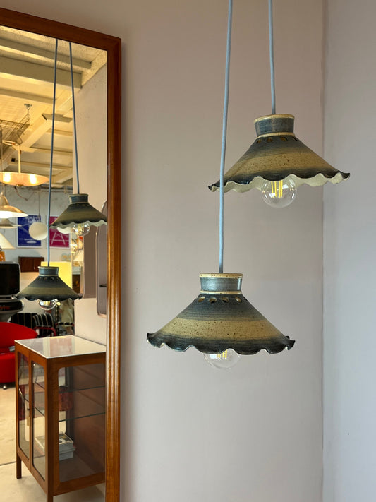 Hängelampe blau Keramik aus Dänemark