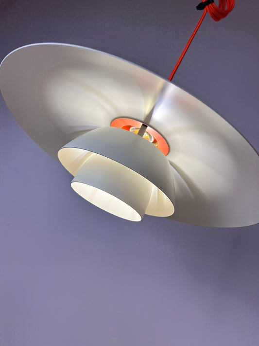 Lamellenlampe PH4 weiß orange von Poul Henningsen für Louis Poulsen