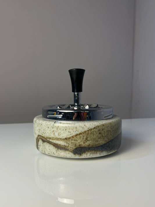 Druckaschenbecher grau braun Keramik von Erhard & Söhne