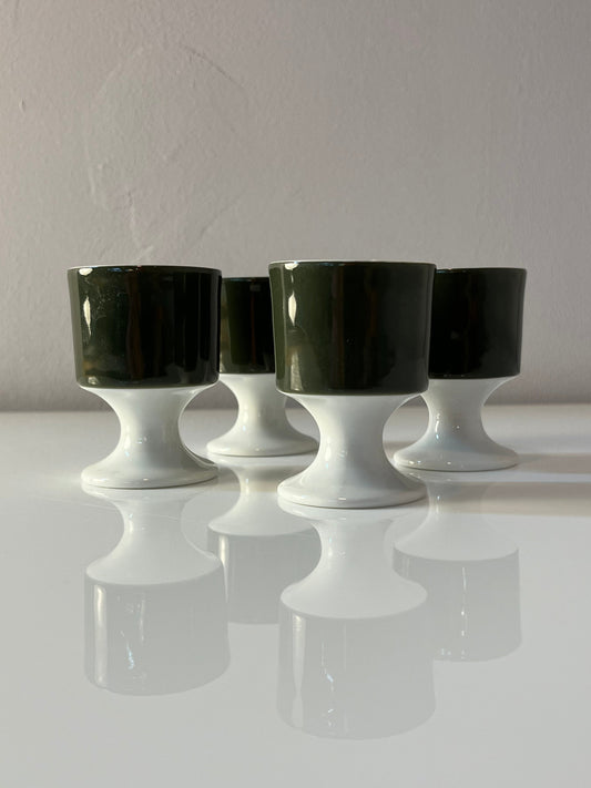 Set: 4x Eierbecher Modulation Secunda grün von Tapio Wirkkala für Rosenthal