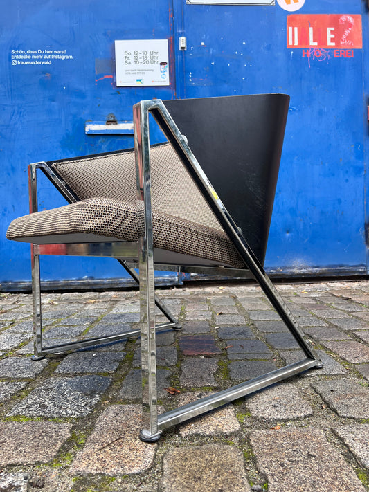 Sessel Mondi grau schwarz Chrom von Jouko Järvisalo für Inno Interior Oy - neu gepolstert