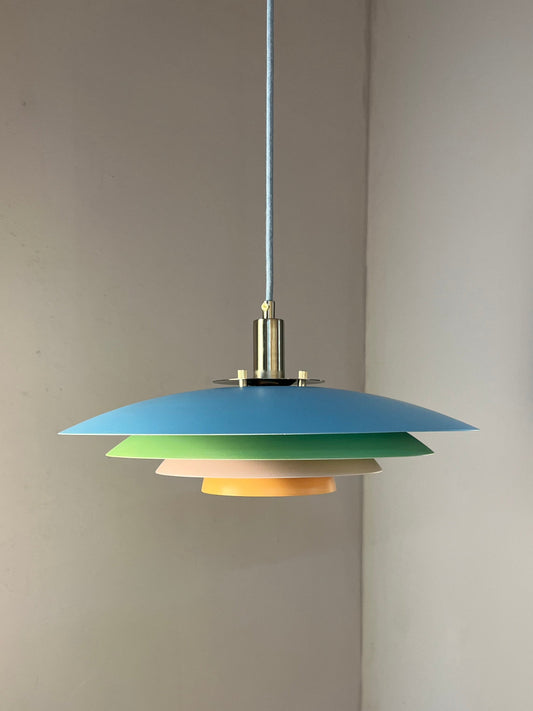Lamellenlampe neu lackiert hellblau mint peach aus Dänemark lackiert