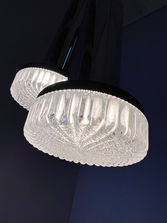 Hängelampe Chrom & Eisglas von Kaiser Leuchten