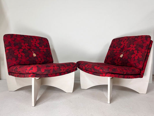 Sessel Flowerpower rot weiß mit Blumenmuster