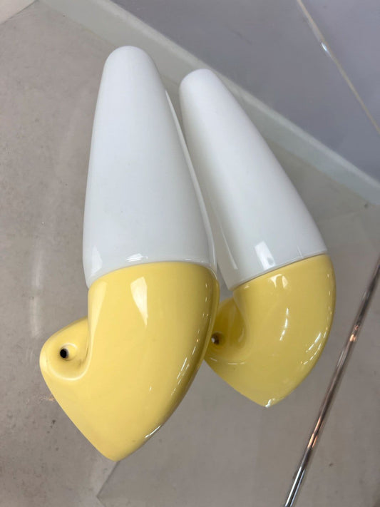 Set: 2x Wandlampe Modell 6035 pastellgelb von Sigvard Bernadotte für Ifö