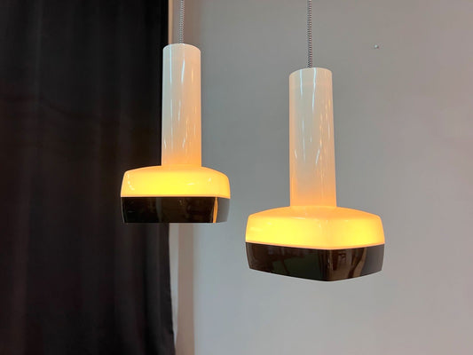 Hängelampe schwarz weiß von Bent Karlby für Schrøder-Kemi