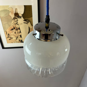 Hängelampe weiß gelb Muranoglas von Mazzega