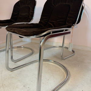 Freischwinger Chrom mit braunem Polster von Gastone Rinaldi