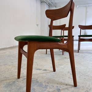 Set: 4x Polsterstuhl grün Teak von Schiønning & Elgaard für Randers Møbelfabrik
