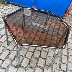 Hexagon Esstisch Rauchglas Chrom
