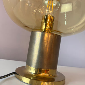 Tischlampe Messing Glas mundgeblasen