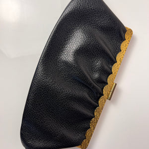 Tasche Echtleder schwarz & Messing KaDeWe 70er