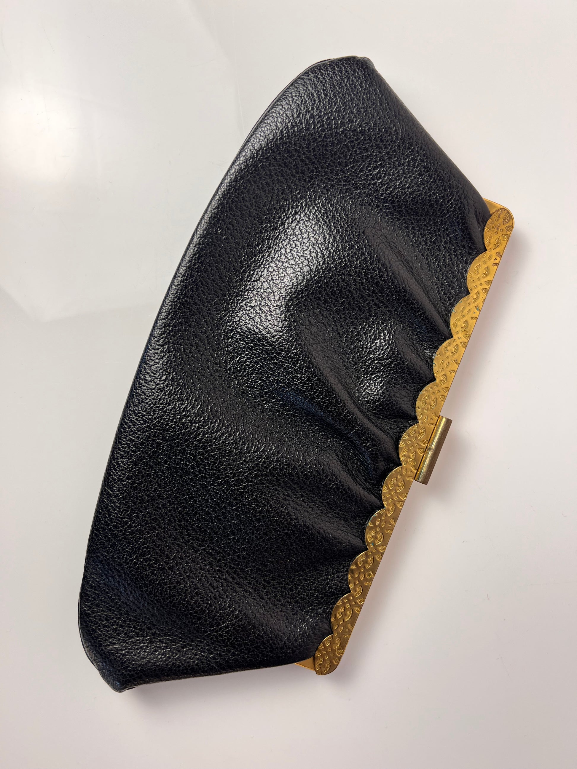 Tasche Echtleder schwarz & Messing KaDeWe 70er