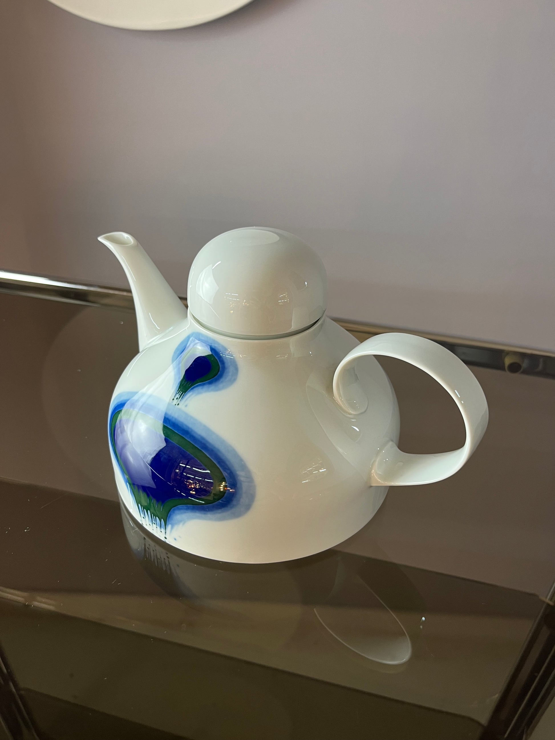 Set: Teekanne und Zuckerdose Form F PoP Art blau weiß von Fürstenberg