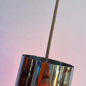 Hängelampe orange Glas Chrom von Glashütte Limburg