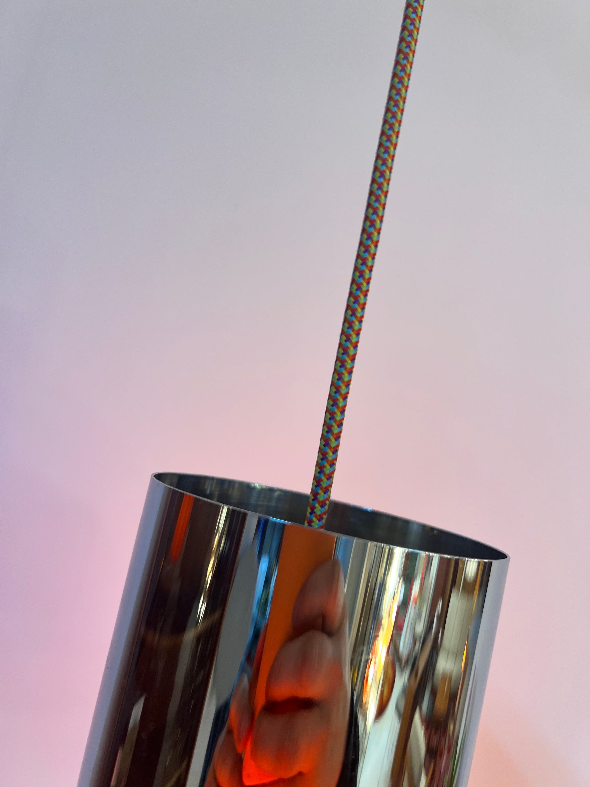 Hängelampe orange Glas Chrom von Glashütte Limburg