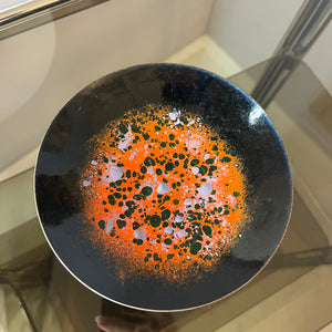 Schale orange schwarz Emaille