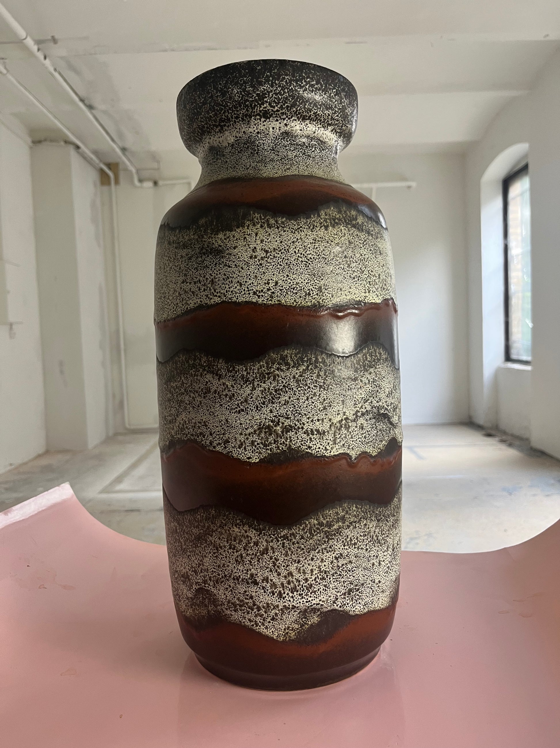 Bodenvase 70-45 braun weiß von Bay Keramik West Germany