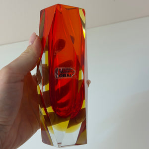 Blockvase rot gelb Murano-Glas von Vetreria Artistica Oball