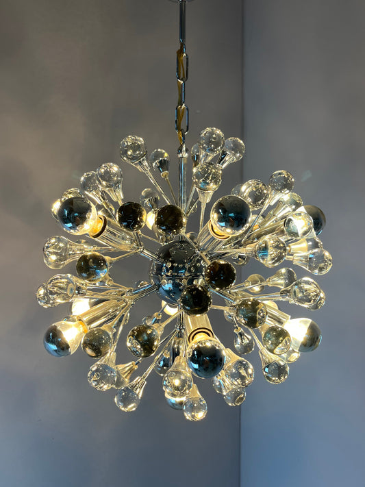 Sputnik Kronleuchter Chrom Glas aus Italien