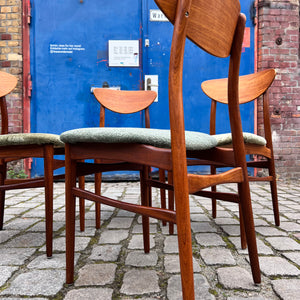 Set: 4x Esszimmerstuhl grün Teak