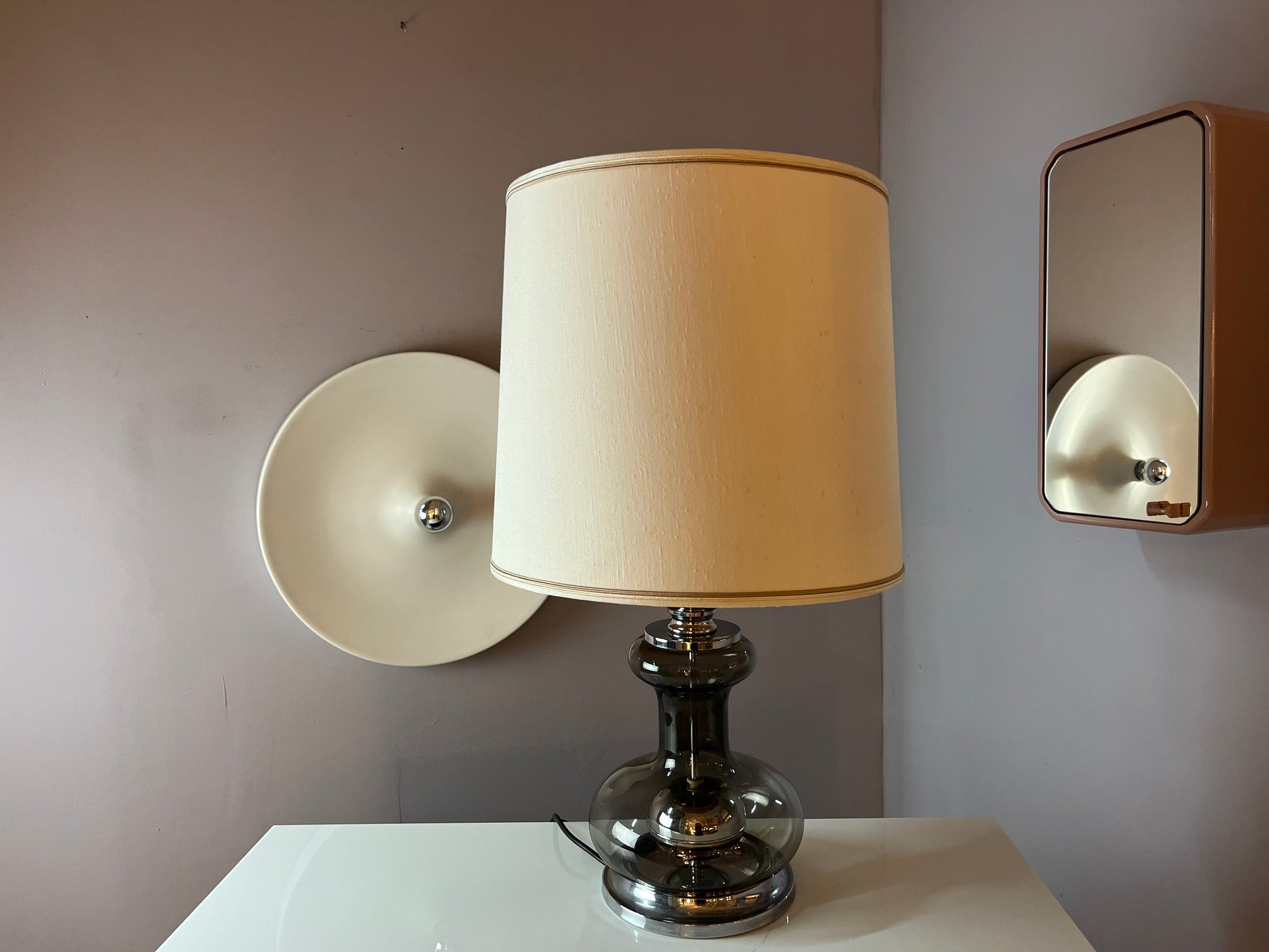 Tischlampe Rauchglas