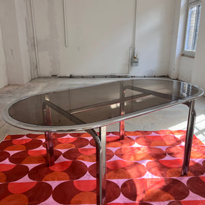 Ovaler Esstisch Rauchglas Chrom