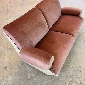 Modularer Schalensessel rosa Samt & Kunststoff